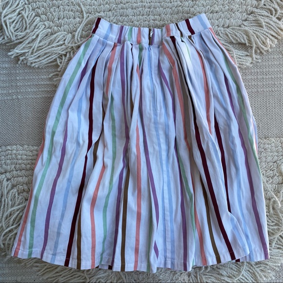 MODCLOTH white striped Aspiration Creation pleated a-line skirt XS - Picture 9 of 11